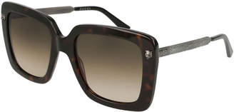Gucci Acetate Square Tiger Sunglasses, Brown