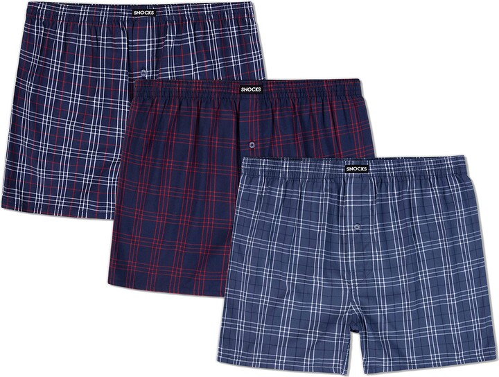 Snocks Boxer Shorts Men Loose Fit 3x Mens Boxers Multipack Large Check
