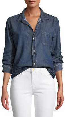 Frank And Eileen Barry Distressed Button-Front Cotton Denim Shirt