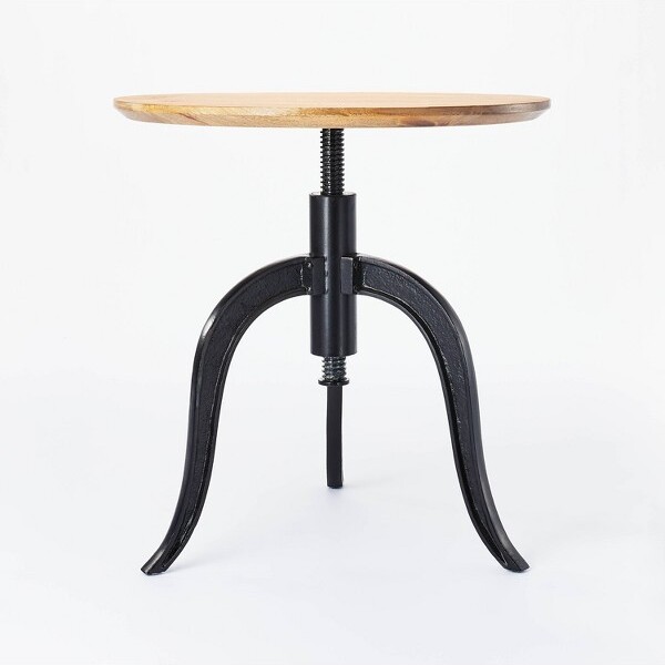 Threshold designed w/Studio McGee Round Wood End Table with Adjustable Height Brown Threshold