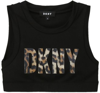 DKNY Leopard Print Logo Crop Top (6-16 Years)