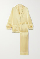 Thumbnail for your product : Olivia von Halle Coco Primrose Silk-satin Pajama Set - Yellow