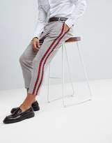 Thumbnail for your product : ASOS Design DESIGN tapered smart pants in check with tartan side stripes