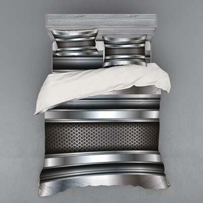 Ambesonne Gray Microfiber Industrial Duvet Cover Set