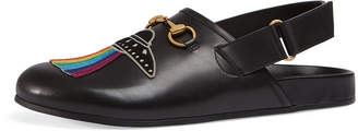 Gucci River Horsebit Leather Slipper with Appliqu&233s, Black