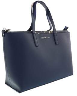 Versace Ee1vqbbs1 E240 Square Shoulder Bag Jeans Embossed Plaque-dimensions:.