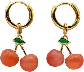 Seree Red Harvest Jade Stone Charm Earrings In Cherry