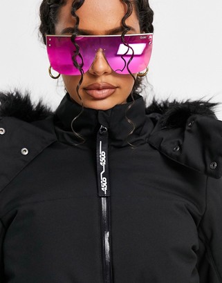 ASOS 4505 ski belted jacket with faux fur hood - ShopStyle