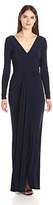 Thumbnail for your product : Vera Wang Women's Long Sleeve V Neck Gown With Draped Front