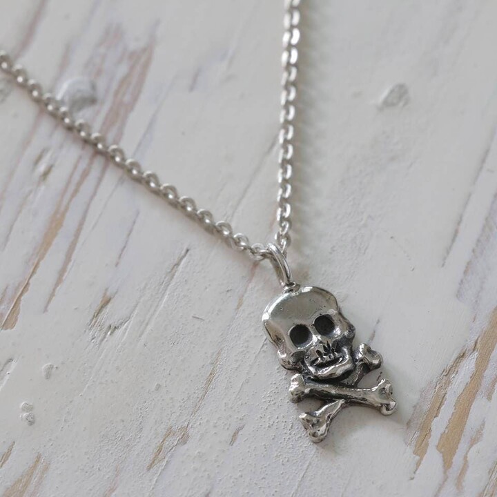 Etsy Skull Crossbones Pendant Necklace For Unisex Made Of Sterling Silver 925 Biker Style