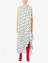 Thumbnail for your product : Balenciaga Logo-print silk midi dress