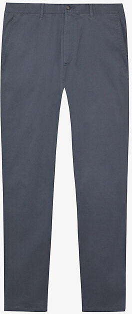 Reiss Mens Navy Pitch Slim-Leg Washed-Finish Stretch-Cotton Chinos 34