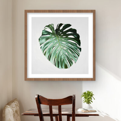 Lark Manor Monstera Leaf - Floral & Botanical Green Framed Print Decor