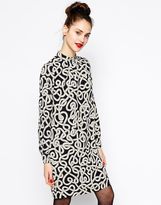Thumbnail for your product : Love Moschino Long Sleeve Rope Print Shift Dress with Crew Neck