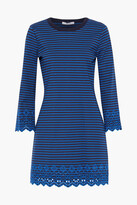 Thumbnail for your product : Derek Lam 10 Crosby Striped Broderie Anglaise-trimmed Stretch-jersey Mini Dress