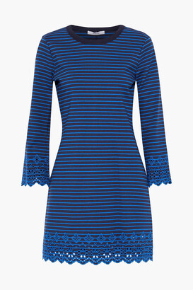 Derek Lam 10 Crosby Striped Broderie Anglaise-trimmed Stretch-jersey Mini Dress