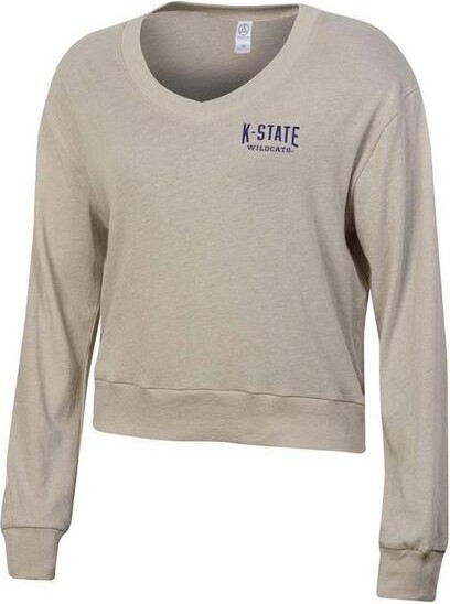 Alternative Apparel Women's Kansas State Wildcats State Slouchy V-Neck Crop
