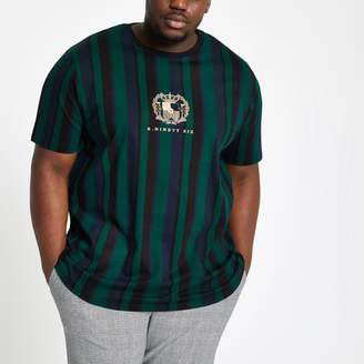 River Island Mens Big and Tall Green stripe muscle fit T-shirt