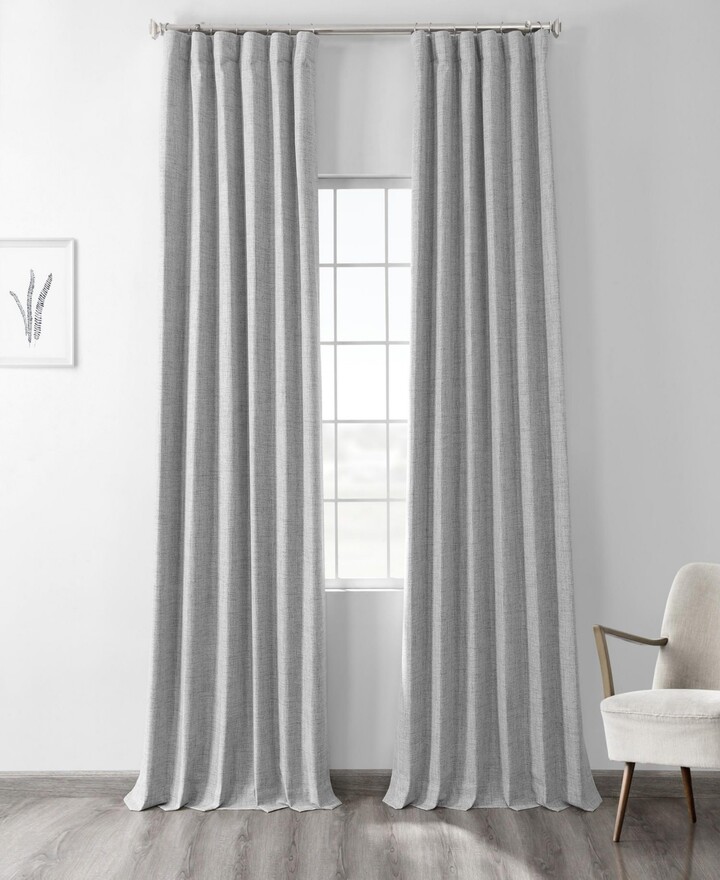 Half Price Drapes Millennial Grey Thermal Cross Linen Weave Blackout Curtain