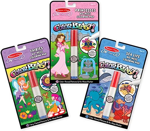 Melissa & Doug On the Go ColorBlast! Activity Books Set - Fairy, Princess, and Sea Life