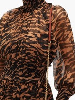 Thumbnail for your product : Zimmermann Wavelength Shirred Tiger-print Silk-chiffon Dress - Brown Print