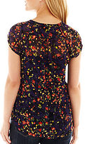 Thumbnail for your product : Liz Claiborne Short-Sleeve Split-Neck Blouse with Cami - Tall