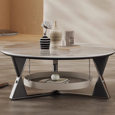 Orren Ellis Modern microcrystalline stone round coffee table