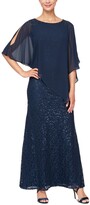Thumbnail for your product : SL Fashions Chiffon-Overlay Sequin Lace Gown