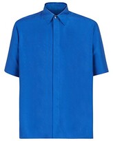 Fendi Men’s Silk Button-Down Short-Sleeve Shirt – Sapphire