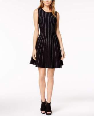Bar III Metallic-Piping Fit & Flare Sweater Dress, Created for Macy's