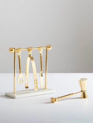 Jonathan Adler Five-Piece Macho Mantiques Barbell Brass Barware Set