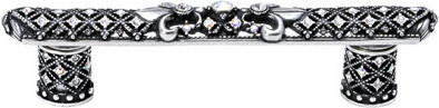 Carpe Diem Hardware Versailles Chalice large pull Fleur De Lys w/ Swarovski Crystals and decorative column feet