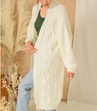 Cara & The Sky Women's Stevie Maxi Cable Cardigan Winter White