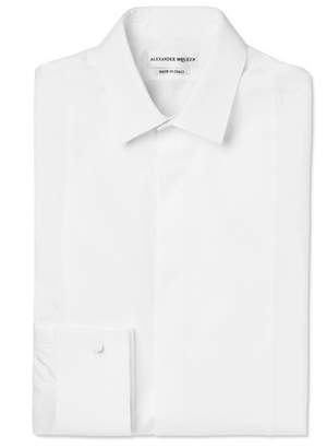 Alexander McQueen White Slim-Fit Bib-Front Double-Cuff Cotton Tuxedo Shirt
