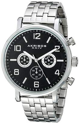 Akribos XXIV Men's AK800SSB Chronograph Quartz Movement Watch with Black Dial and Stainless Steel Bracelet