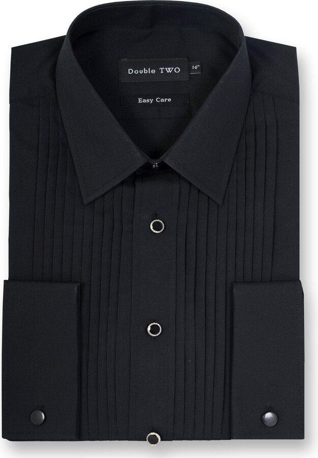 Double Two Men's Black Stitch Pleat Dress Shirt (Collar 22" - ShopStyle
