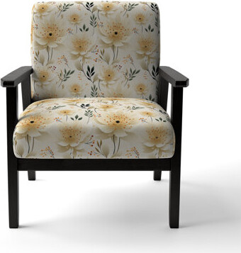 Carnation Mandalas Flowers Boho Pattern IV - Upholstered Cottage Accent Arm Chair