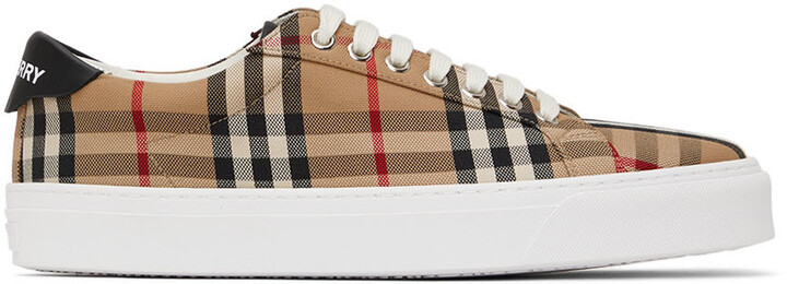 Burberry Beige Rangleton Check Low Sneakers - ShopStyle