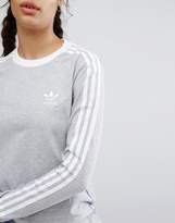 Thumbnail for your product : adidas Grey Three Stripe Long Sleeve T-Shirt