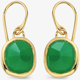 Monica Vinader Siren 18ct gold-plated wire earrings with green onyx