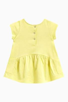 Next Girls Yellow Slogan Jersey Pocket Dress (0mths-2yrs)