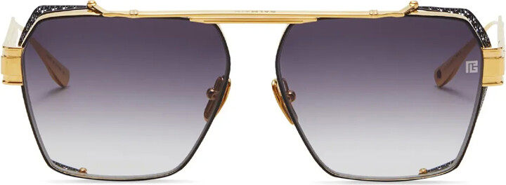 Balmain Eyewear Logo-Engraved Oversize-Frame Sunglasses