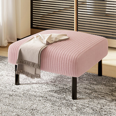Reprise Designs Corduroy Fabric Ottoman Footstool with Legs and Soft Padded seat