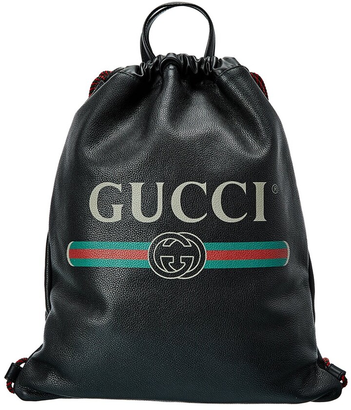 gucci leather drawstring backpack