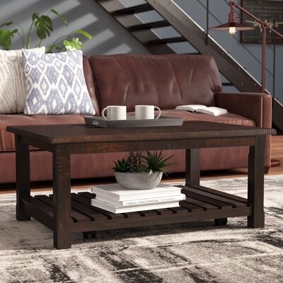 17 Stories Benefield Solid Wood Coffee, Eliza Sawhorse Coffee Table