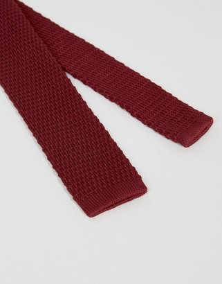 ASOS Knitted Tie In Burgundy