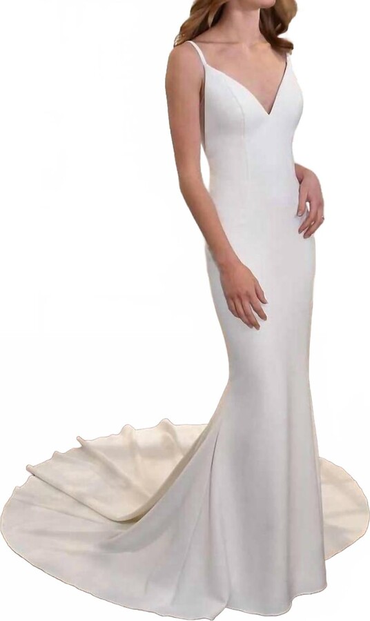 Essence of Australia V-Neckline Fit-And-Flare Wedding Dress In Ivory