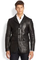 Thumbnail for your product : Andrew Marc New York 713 Andrew Marc Button & Zip-Front Leather Jacket