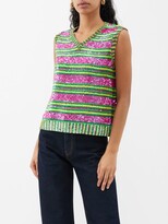 Striped Sequinned Georgette Tank Top 