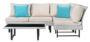 Safavieh Aleron Outdoor Sectional and Coffee Table Set (4 PC)